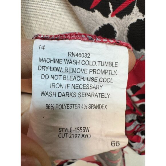 Links Womens Tunic Blouse Top Plus Size 3X Red Animal Print 3/4 Sleeves Retro - Picture 3 of 13